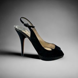 Jimmy Choo Black Suede Slingback Heels 37.5